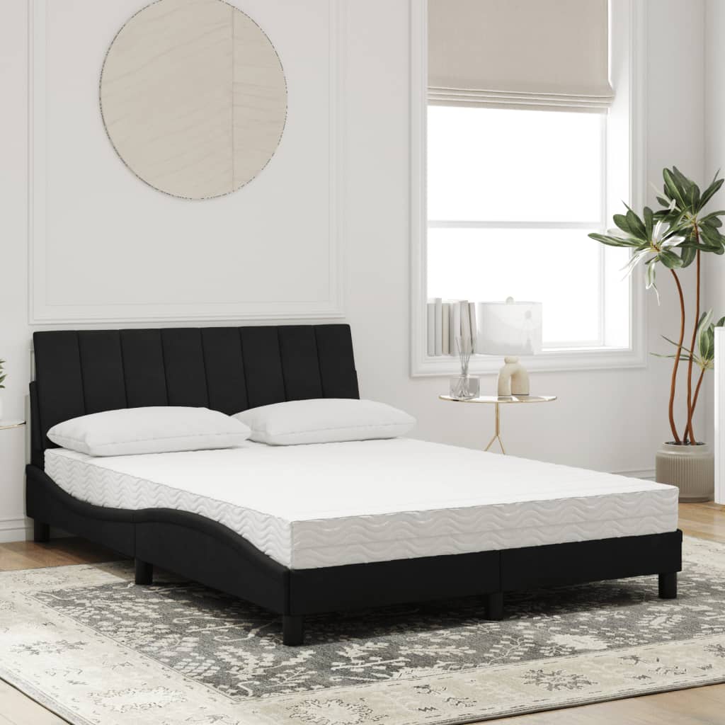 Lit avec matelas noir 140x200 cm velours