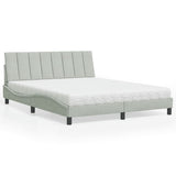 Lit avec matelas gris clair 160x200 cm velours