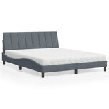 Lit avec matelas gris foncé 160x200 cm velours