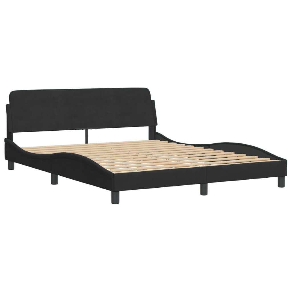 Bed with black mattress 160x200 cm velvet