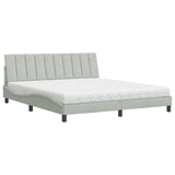 Lit avec matelas gris clair 180x200 cm velours