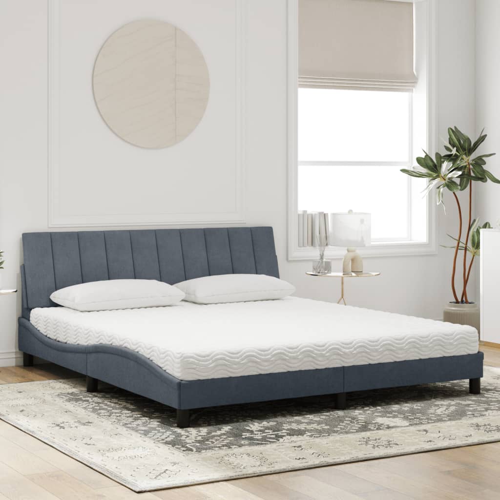 Lit avec matelas gris foncé 180x200 cm velours