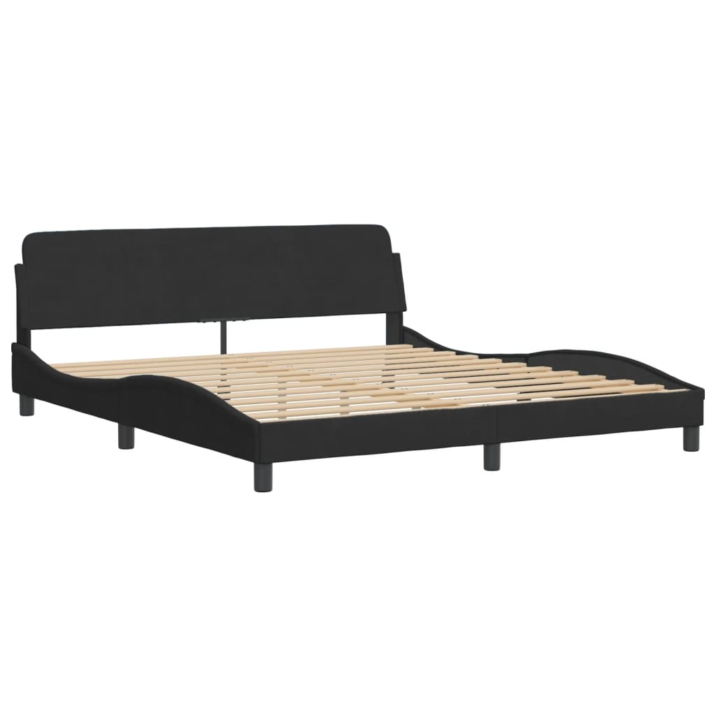 Lit avec matelas noir 180x200 cm velours