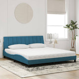 Bed with blue mattress 180x200 cm velvet