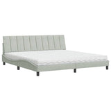 Lit avec matelas gris clair 200x200 cm velours