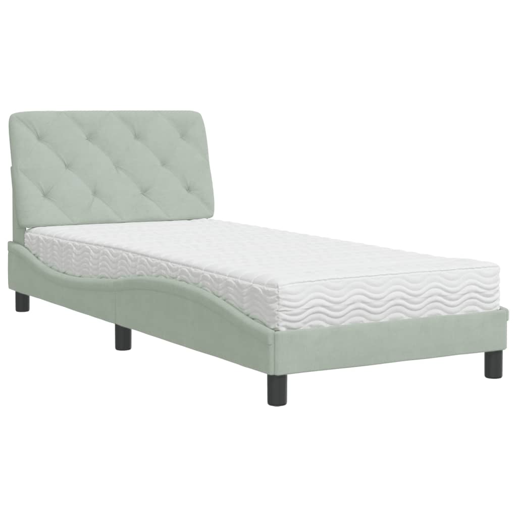 Lit avec matelas gris clair 80x200 cm velours