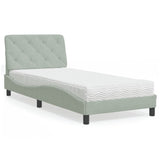 Lit avec matelas gris clair 80x200 cm velours