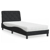 Lit avec matelas noir 80x200 cm velours