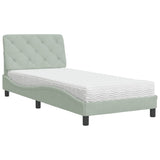 Lit avec matelas gris clair 90x190 cm velours