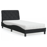 Lit avec matelas noir 90x190 cm velours