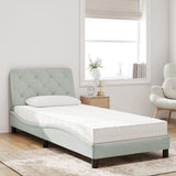 Lit avec matelas gris clair 90x200 cm velours