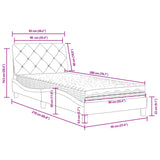 Lit avec matelas gris clair 90x200 cm velours