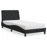 Lit avec matelas noir 90x200 cm velours