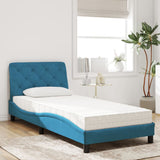 Lit avec matelas bleu 90x200 cm velours