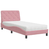 Lit avec matelas rose 90x200 cm velours