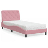 Lit avec matelas rose 90x200 cm velours