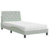 Lit avec matelas gris clair 100x200 cm velours