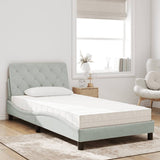 Lit avec matelas gris clair 100x200 cm velours