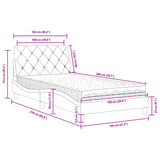 Lit avec matelas gris clair 100x200 cm velours