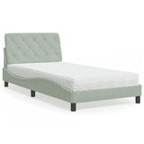 Lit avec matelas gris clair 100x200 cm velours