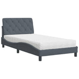 Lit avec matelas gris foncé 100x200 cm velours