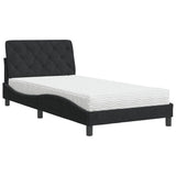 Lit avec matelas noir 100x200 cm velours