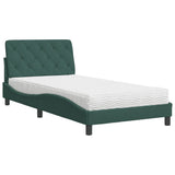 Lit avec matelas vert foncé 100x200 cm velours