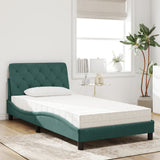 Lit avec matelas vert foncé 100x200 cm velours