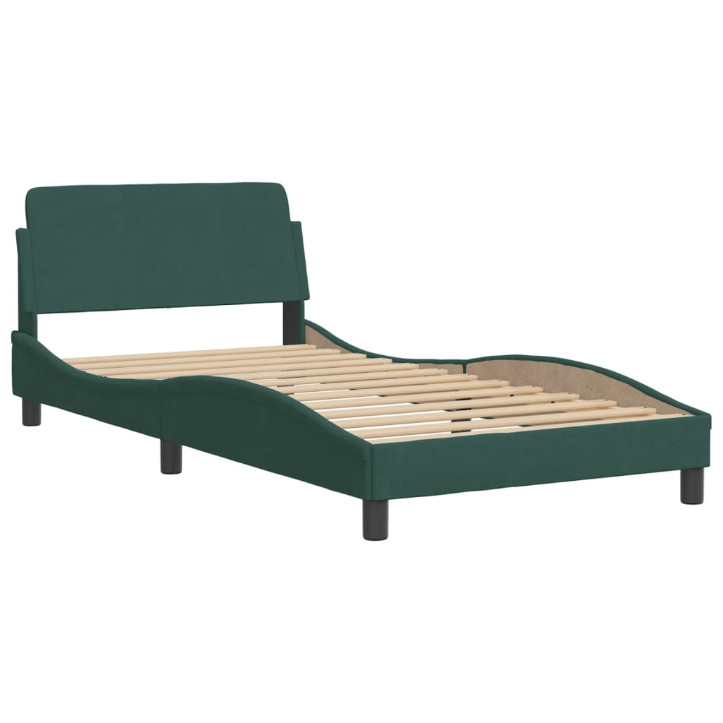 Lit avec matelas vert foncé 100x200 cm velours