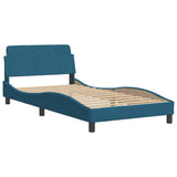 Lit avec matelas bleu 100x200 cm velours