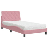 Lit avec matelas rose 100x200 cm velours