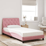 Lit avec matelas rose 100x200 cm velours