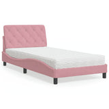 Lit avec matelas rose 100x200 cm velours