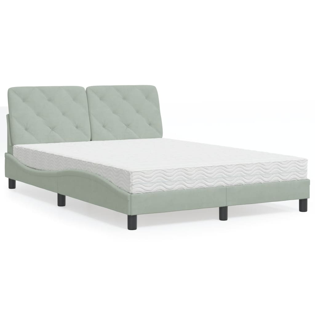 Lit avec matelas gris clair 120x200 cm velours