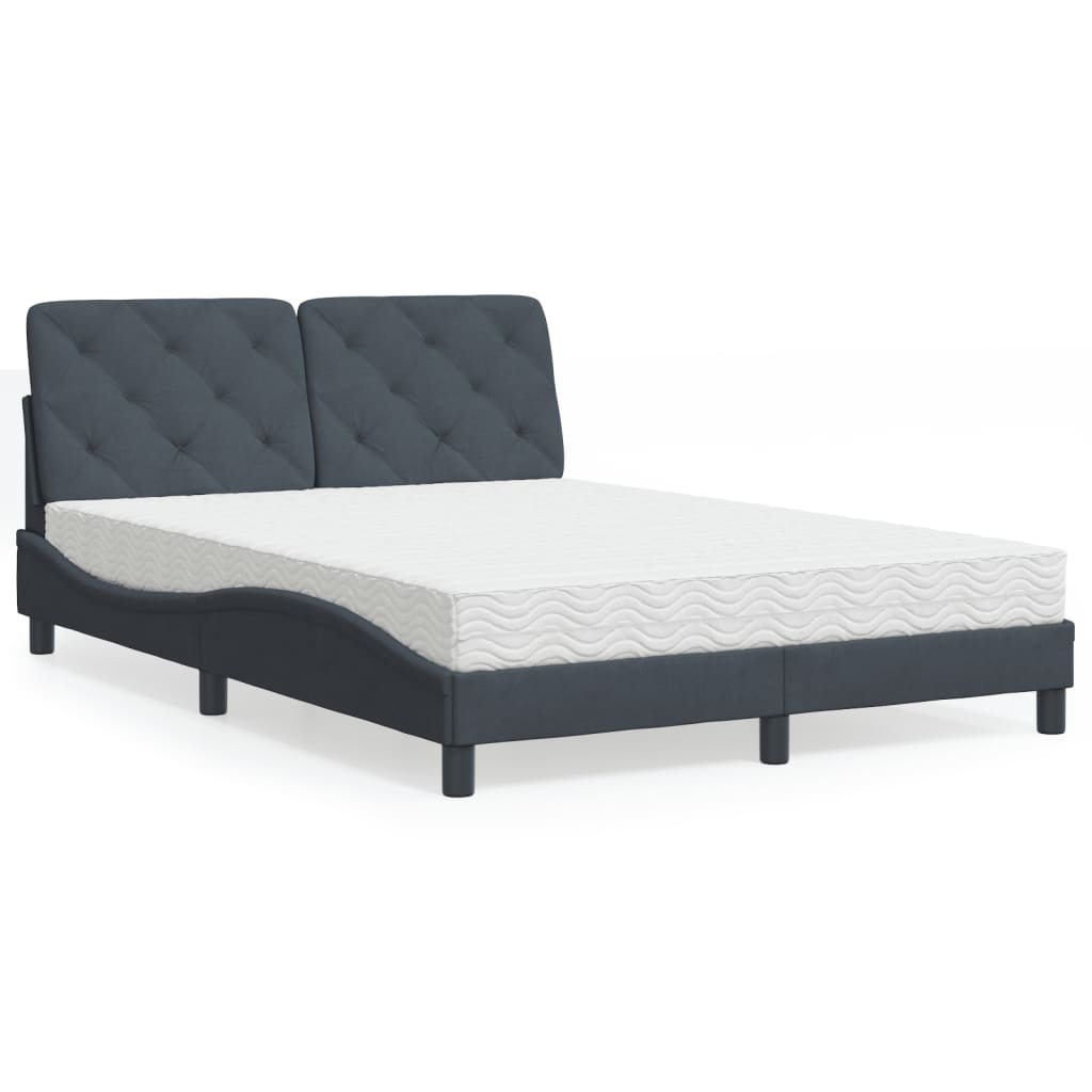 Lit avec matelas gris foncé 120x200 cm velours