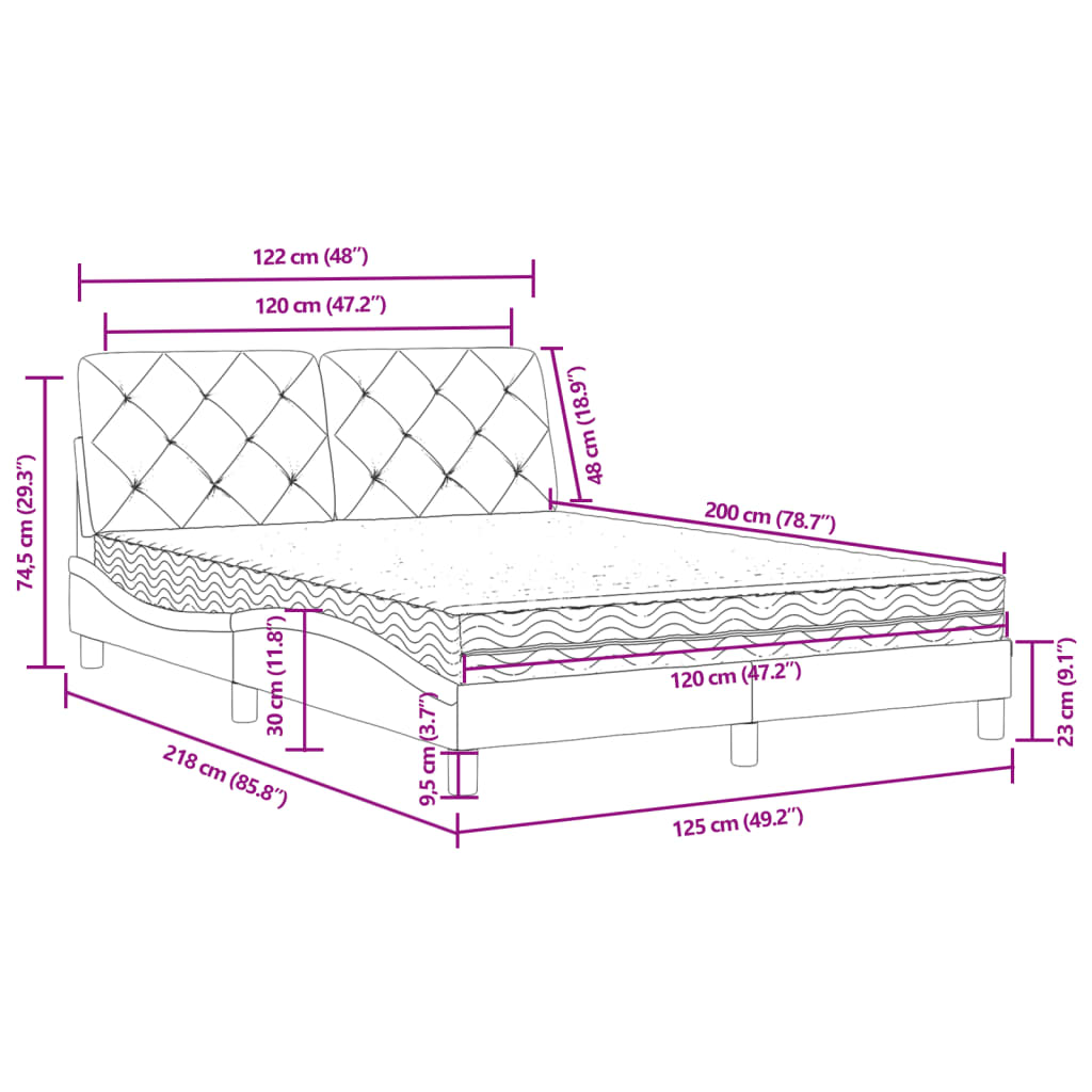 Lit avec matelas vert foncé 120x200 cm velours