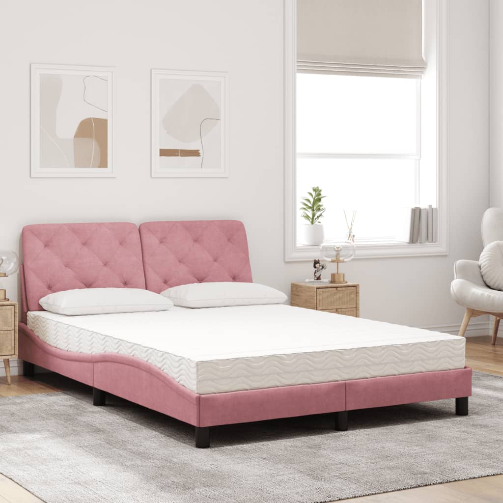 Lit avec matelas rose 120x200 cm velours