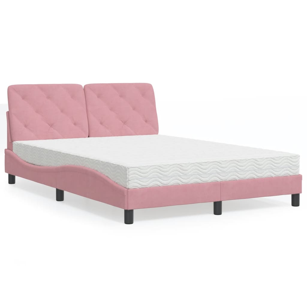 Lit avec matelas rose 120x200 cm velours