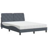 Lit avec matelas gris foncé 140x190 cm velours