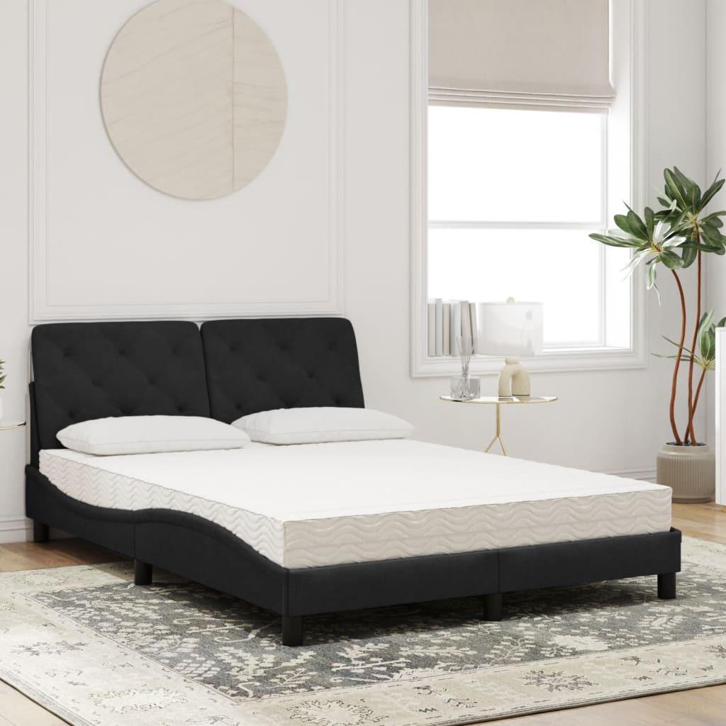 Bed with black mattress 140x190 cm velvet