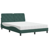 Lit avec matelas vert foncé 140x190 cm velours