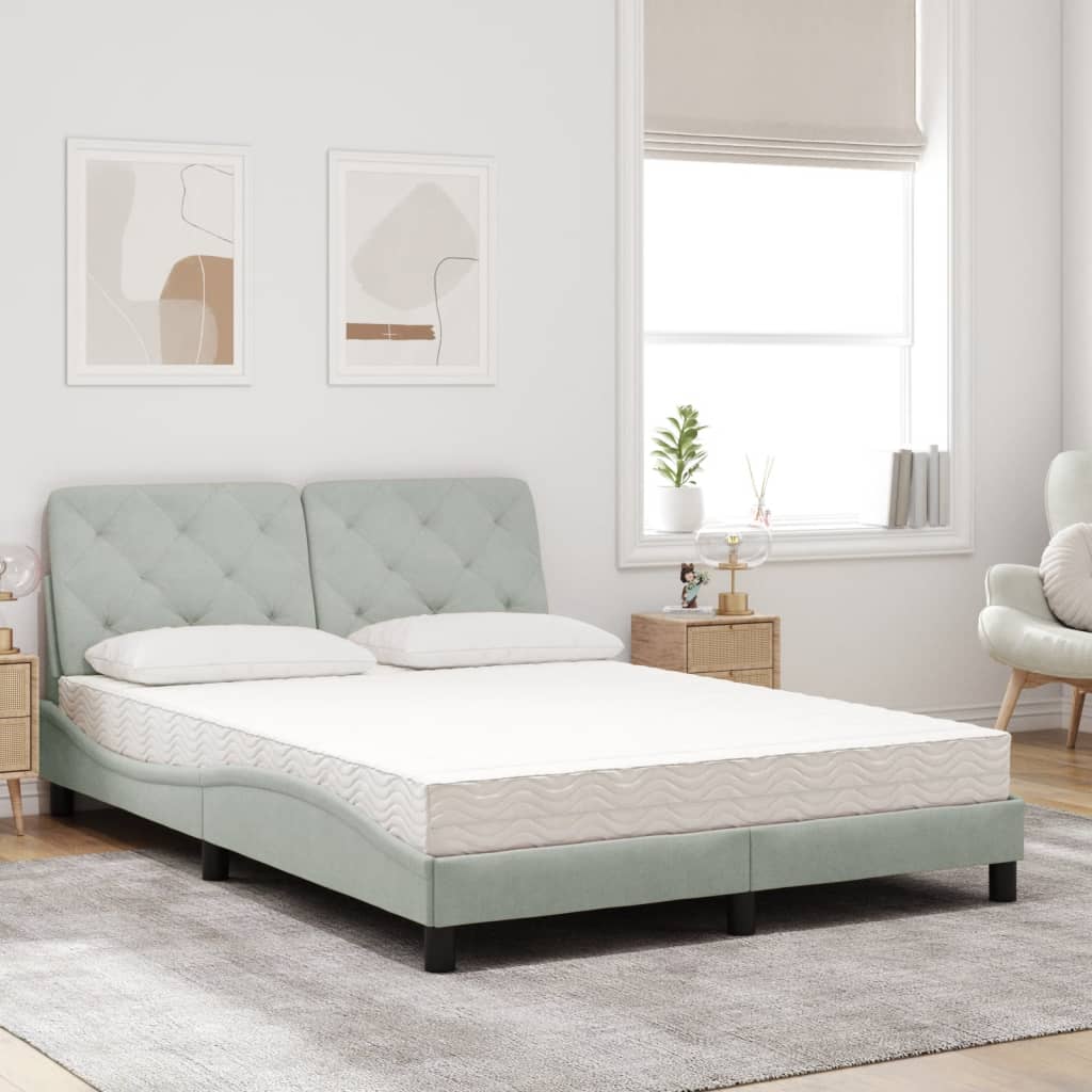 Lit avec matelas gris clair 140x200 cm velours