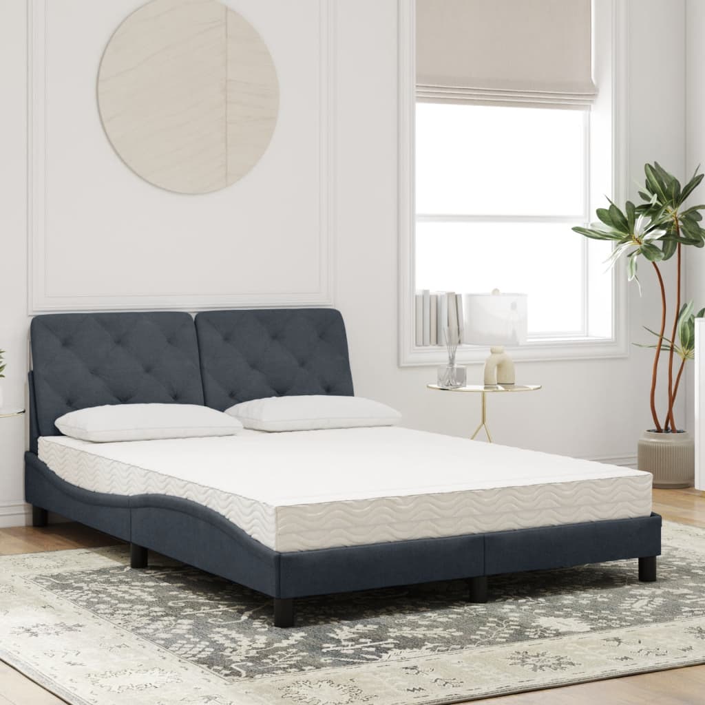 Lit avec matelas gris foncé 140x200 cm velours