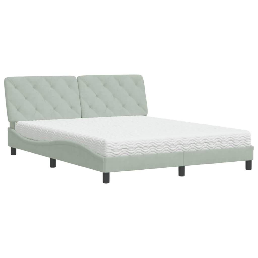 Lit avec matelas gris clair 160x200 cm velours