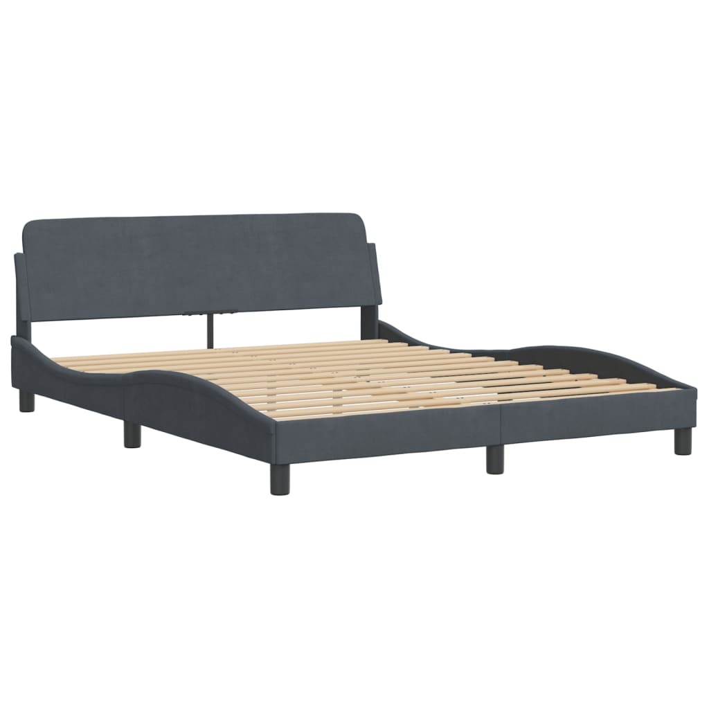 Lit avec matelas gris foncé 160x200 cm velours