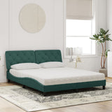 Lit avec matelas vert foncé 160x200 cm velours