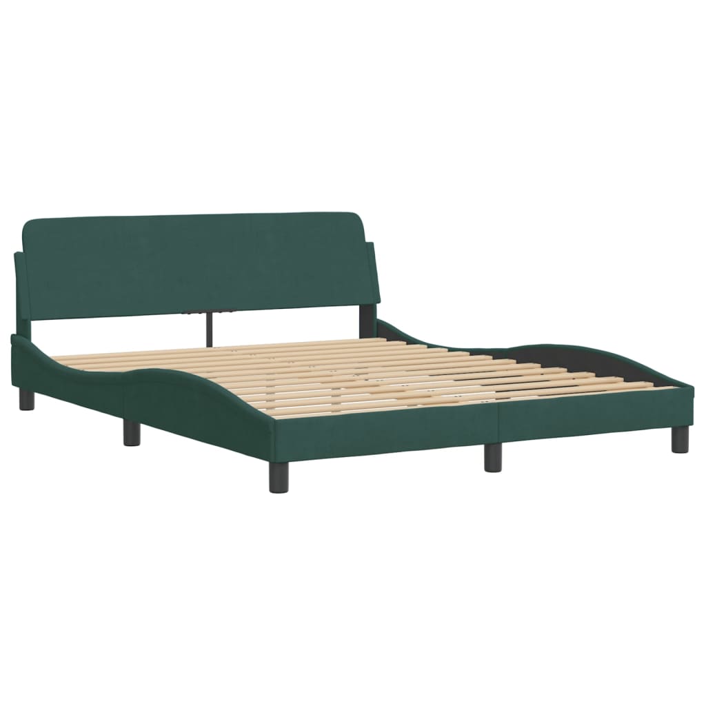 Lit avec matelas vert foncé 160x200 cm velours