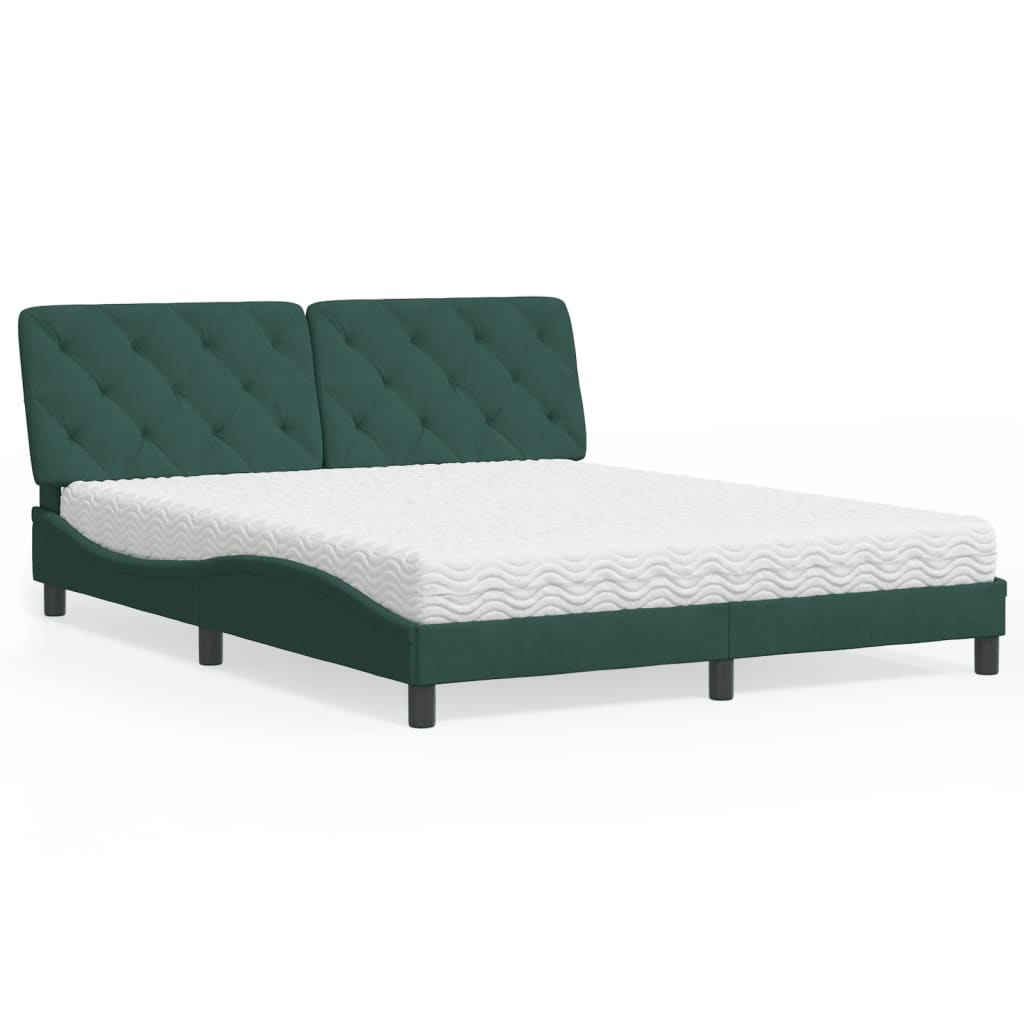 Lit avec matelas vert foncé 160x200 cm velours