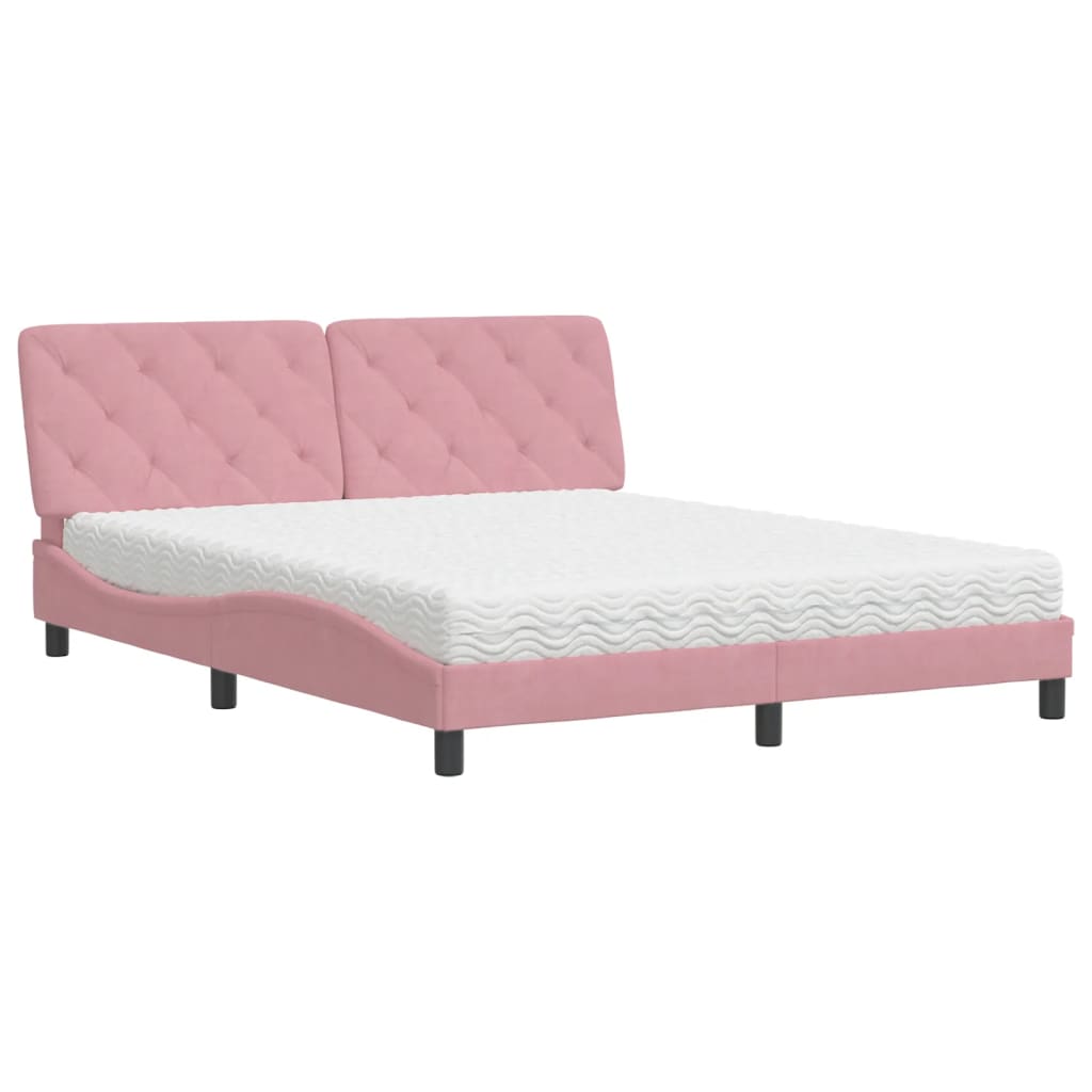 Lit avec matelas rose 160x200 cm velours