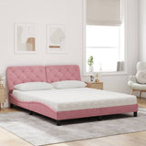 Lit avec matelas rose 160x200 cm velours